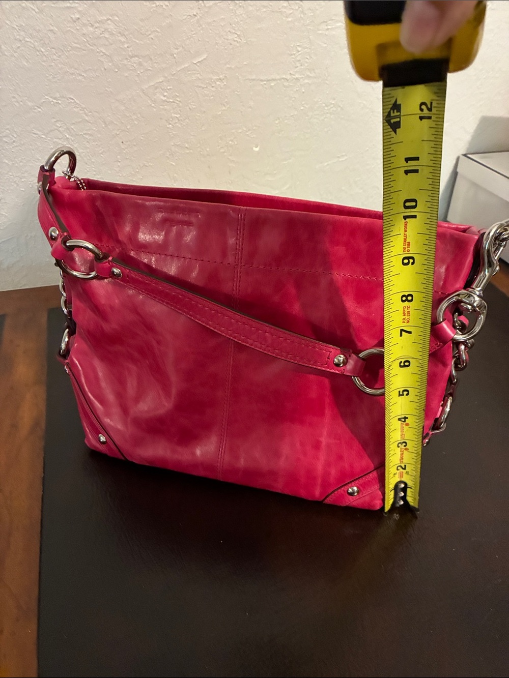 Coach Hot Pink Leather Shoulder Bag with Silver Hardware - Picture 6 of 6